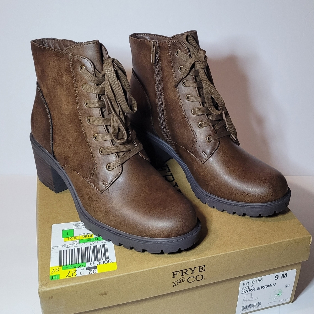 Frye And Co Ayla Womens Dark Brown Ankle Boots Size 9 - Picture 4 of 9